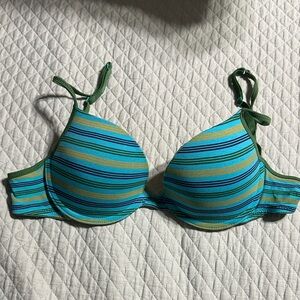 Xhilaration Green and Blue Striped Bra